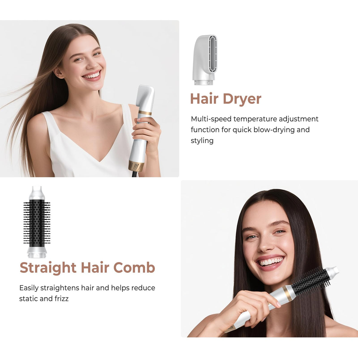 Trylater negative ionic hair styler displaying the three level temperature setting switch