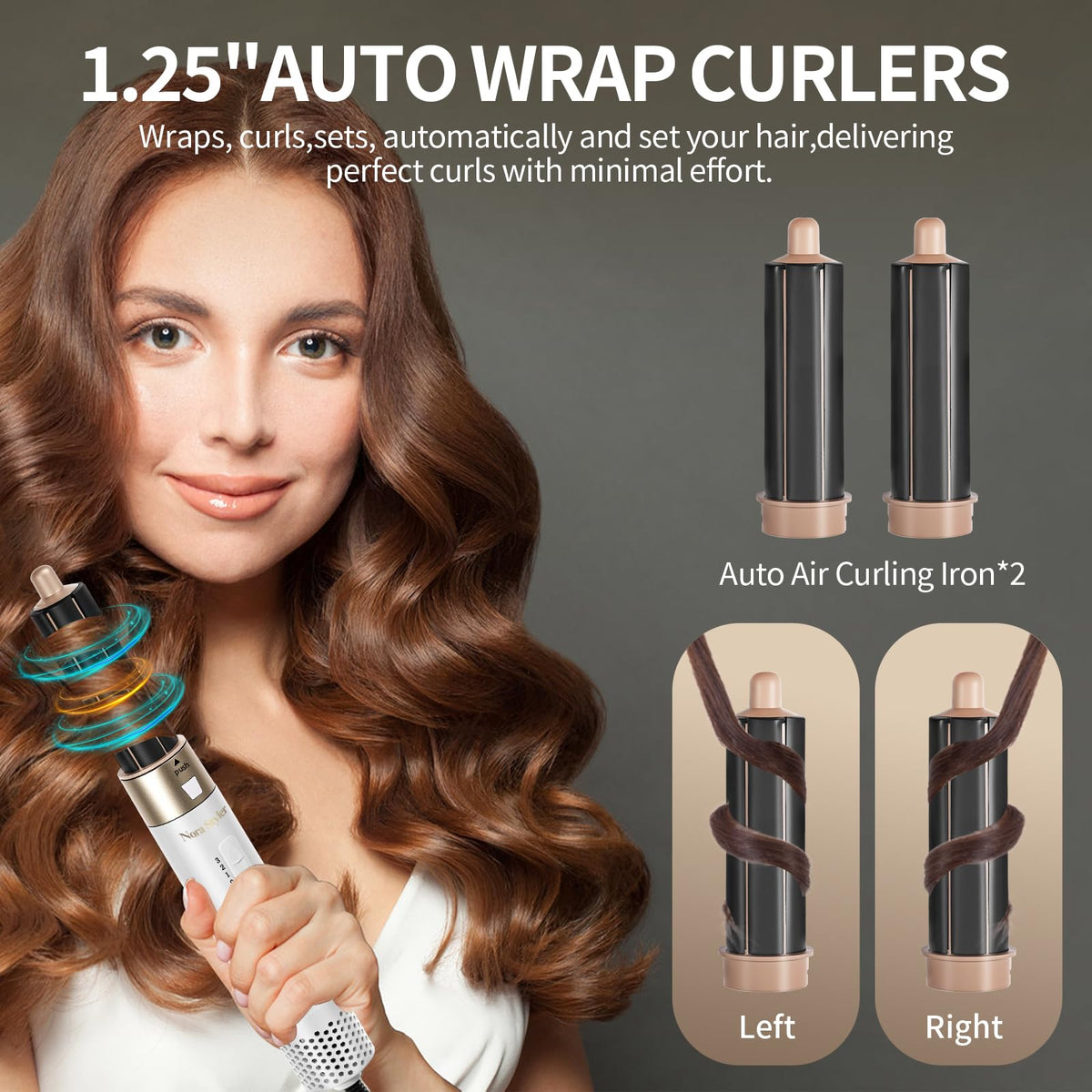 Nora Styler ionic hair brush straightener attachment smoothing out wavy hair textures.