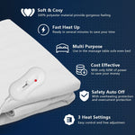 Electric massage table warmer demonstrating elastic strap attachment