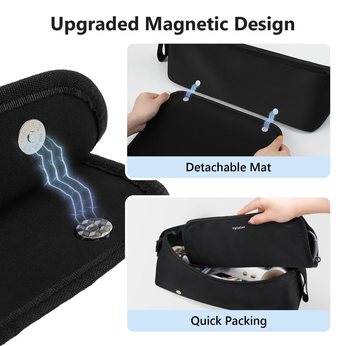 Interior compartments of Mokura hair tool organizer