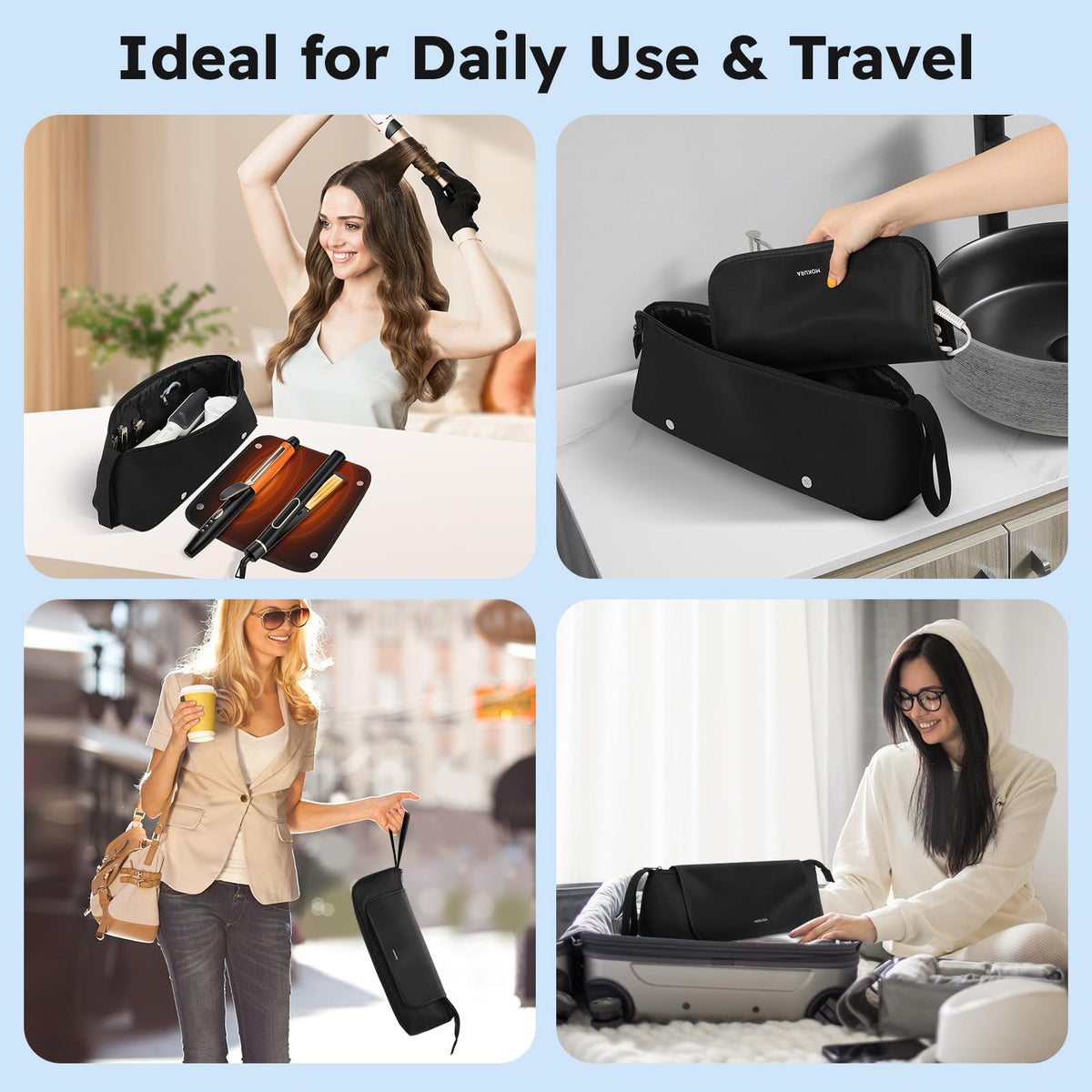 Side view of Mokura hair accessory storage bag