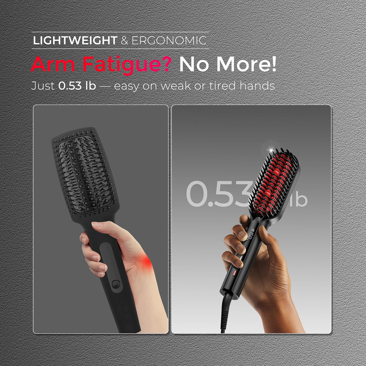 Tymo ionic straightening brush showing wave design bristles