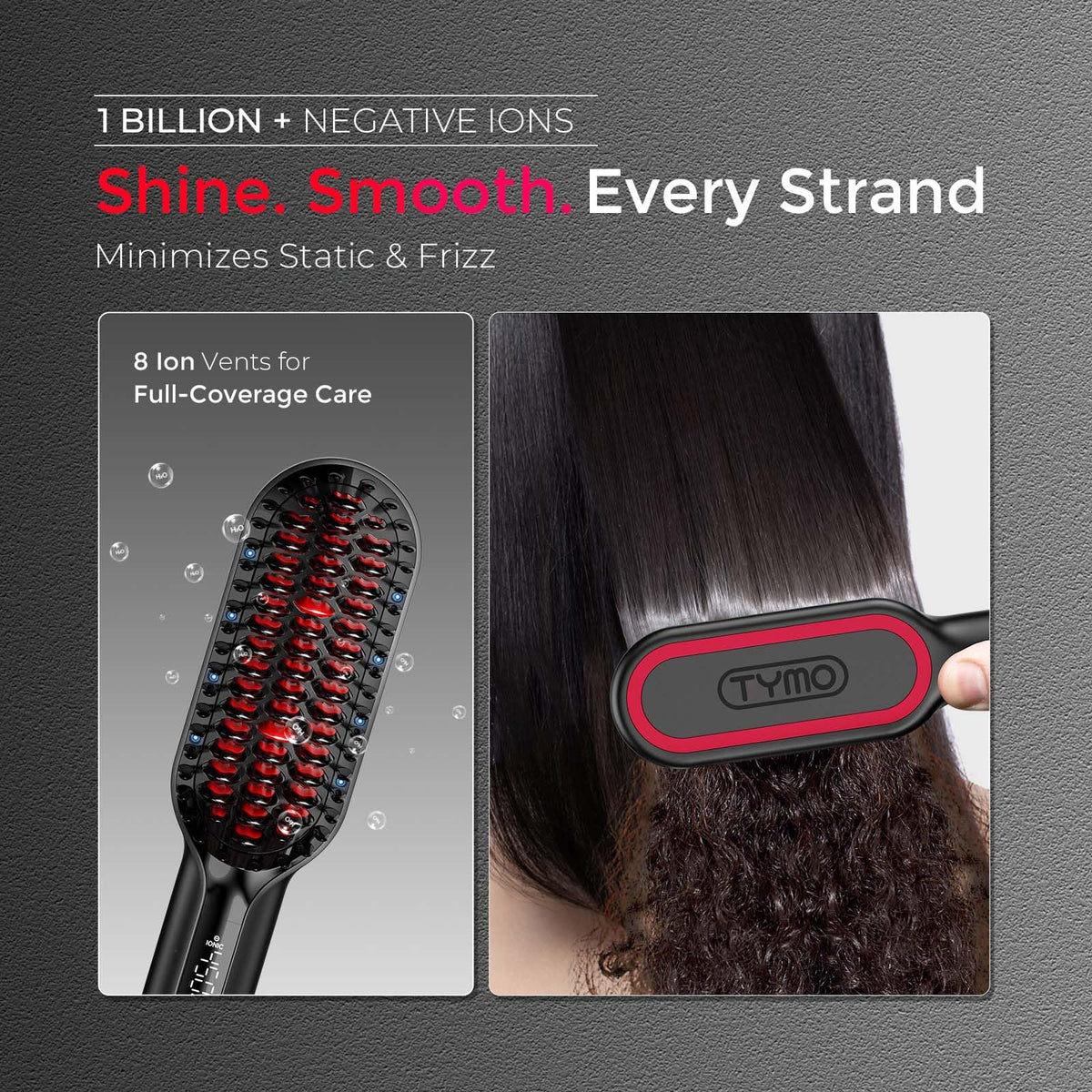 Close up of Tymo ceramic bristles for hair health