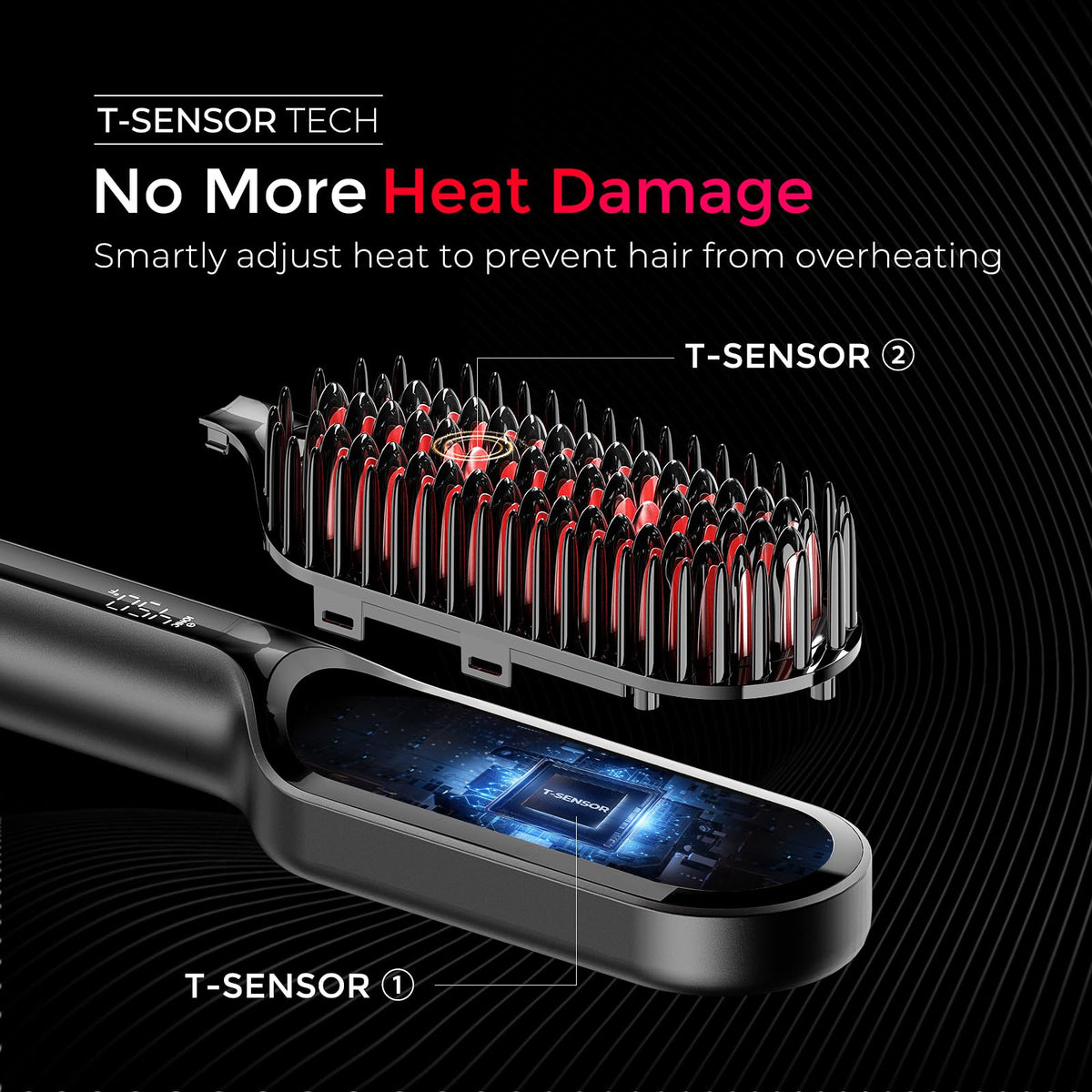 Travel friendly Tymo hair straightener brush with carry bag