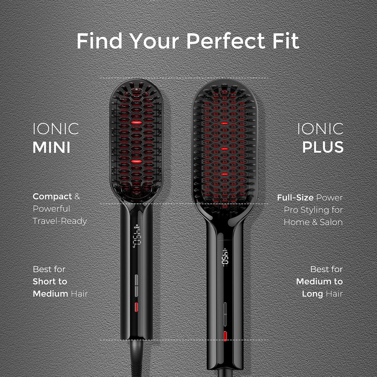 Ergonomic Tymo straightening brush for easy hair styling