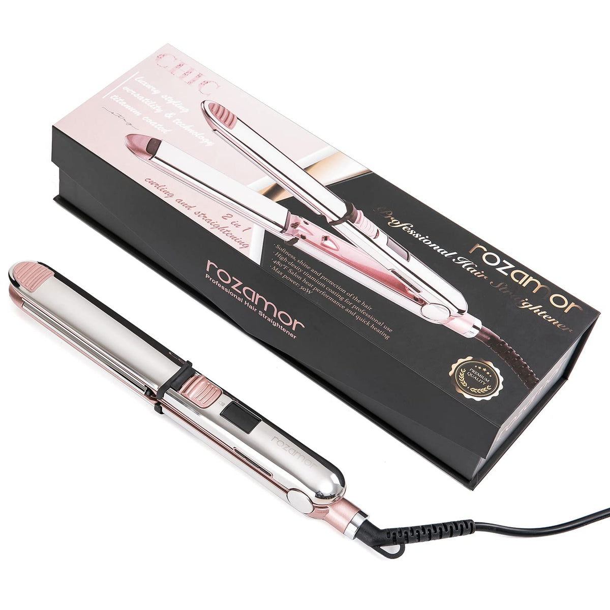 Close up of Rozamor hair tool plates and design