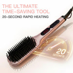 Megawise hair straightening brush LED temperature display close up