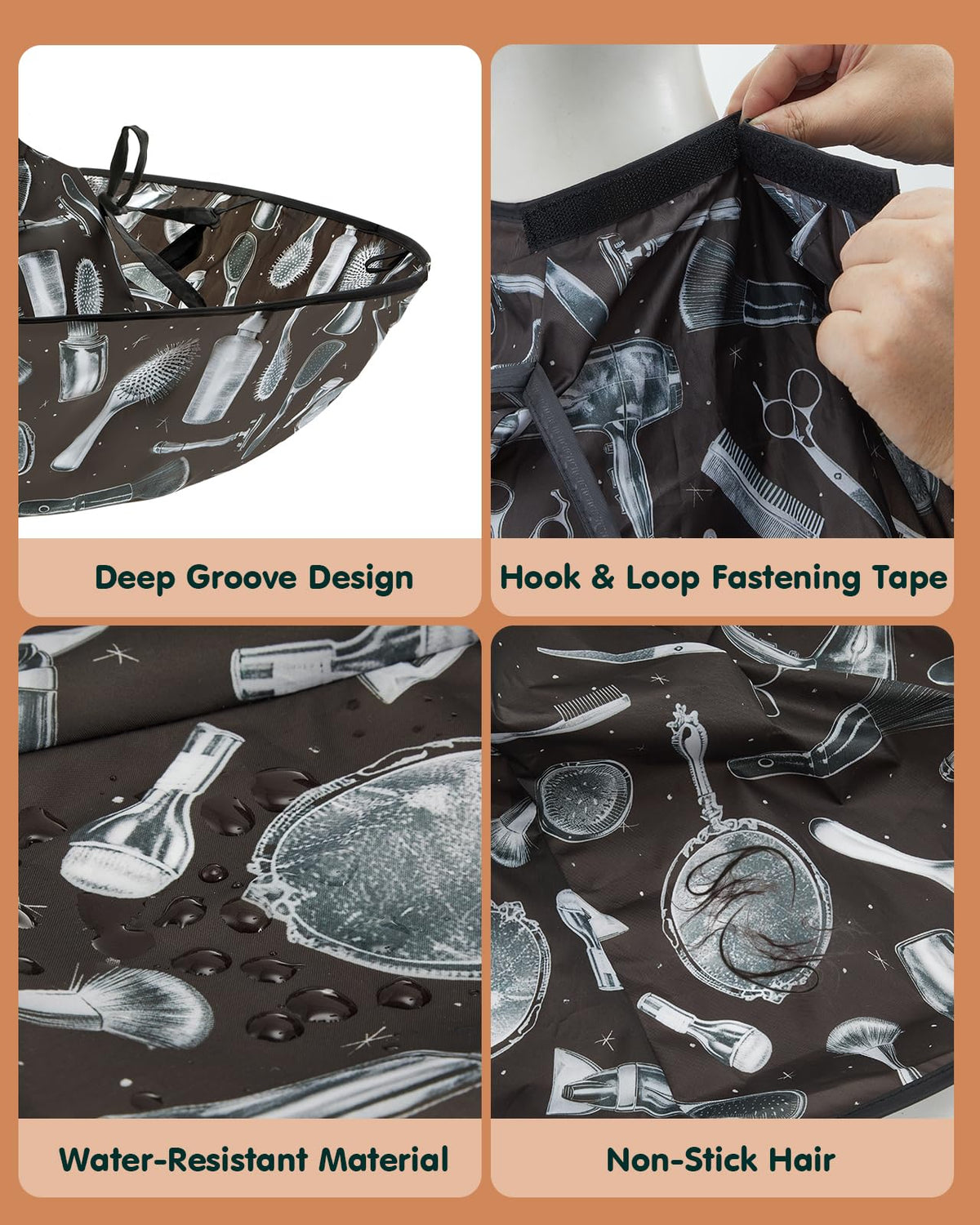 Premium imported hair cutting cape umbrella opened fully to demonstrate full coverage protection