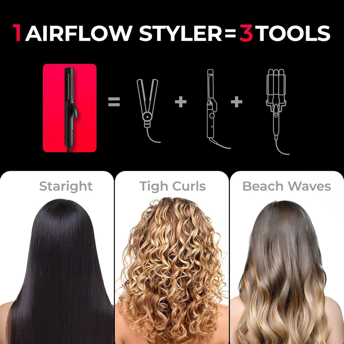 Tymo Airflow Styler 2.0 showing temperature control settings