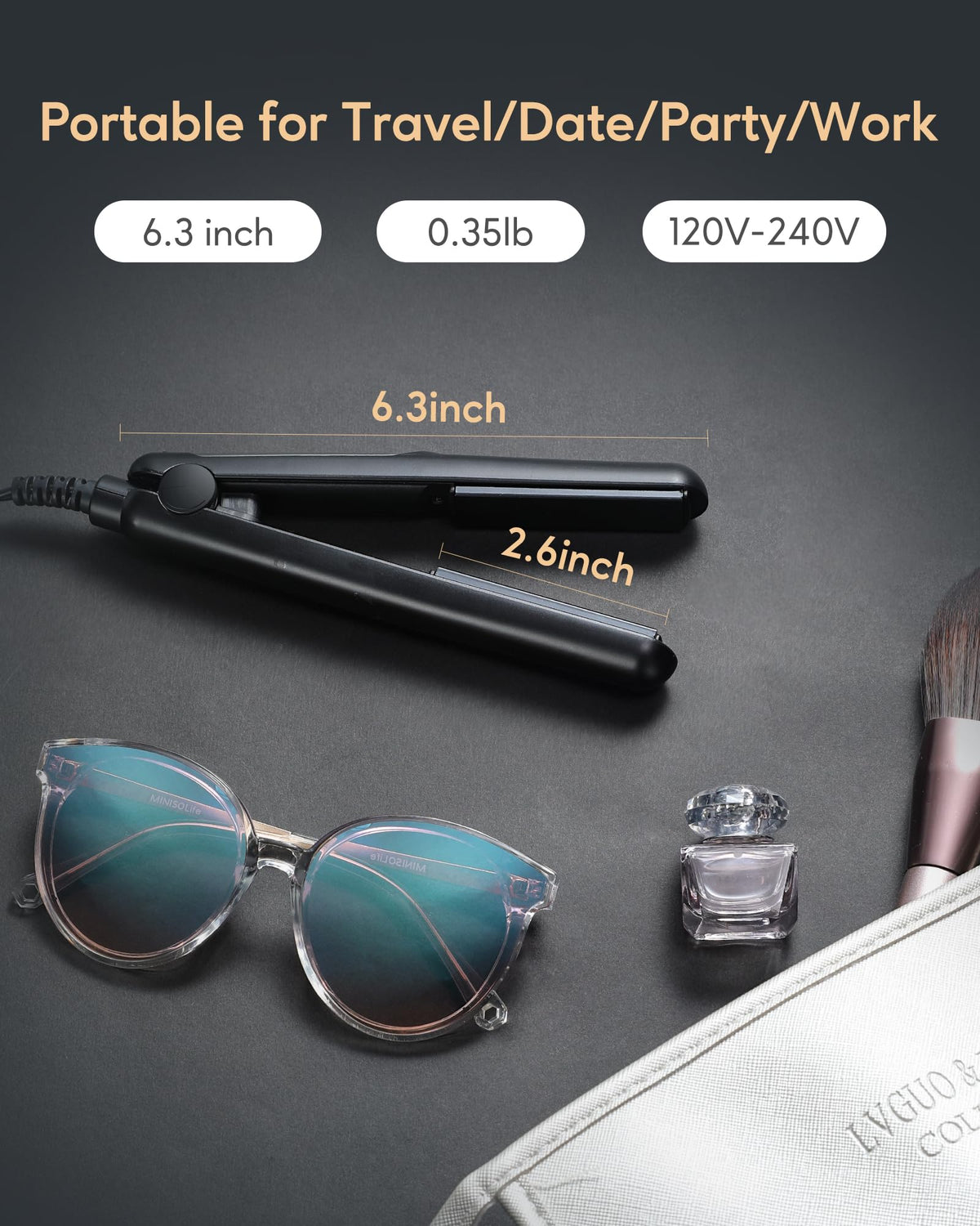 Wavytalk mini flat iron showing 0.7 inch ceramic floating plates