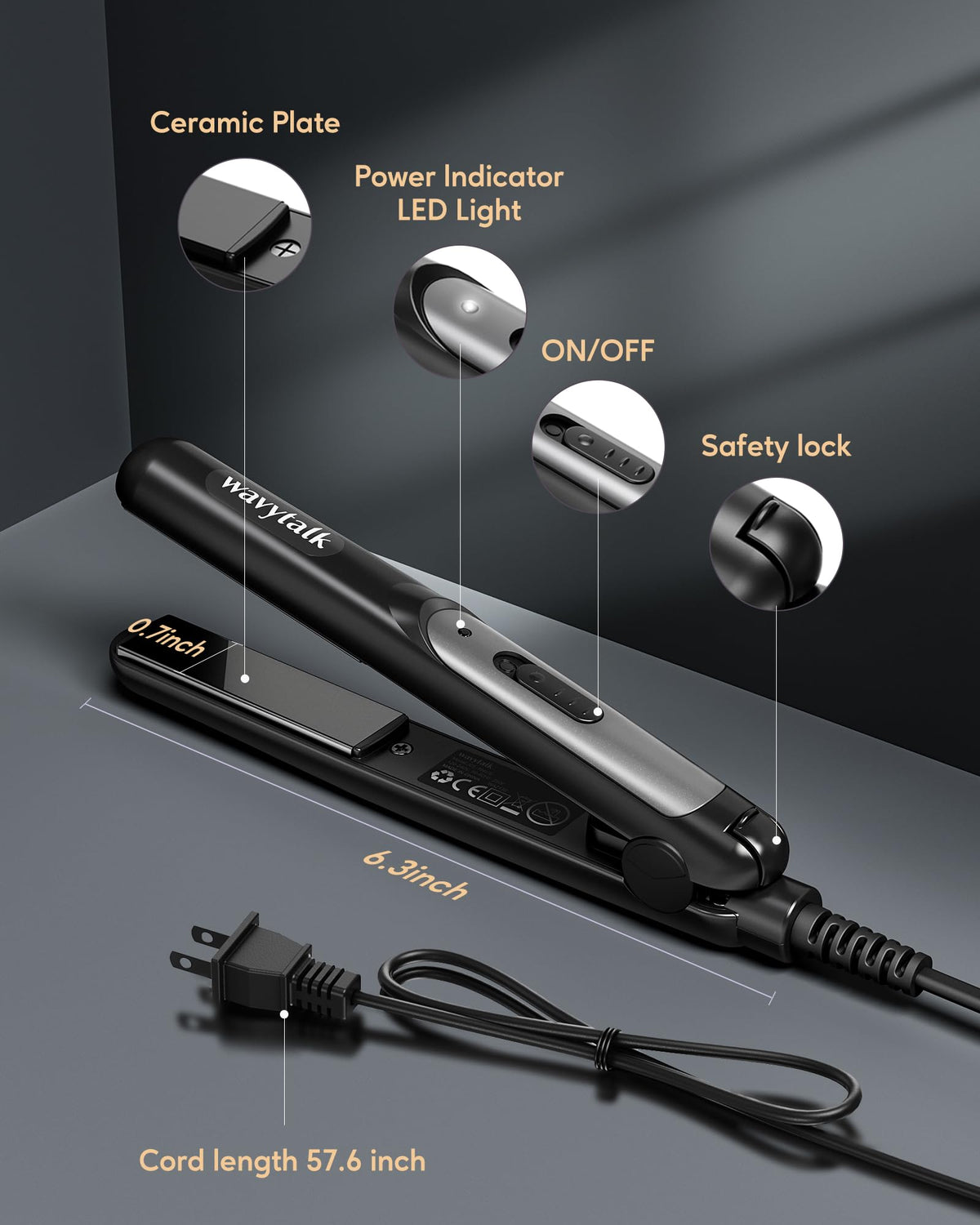 Wavytalk mini flat iron demonstrating styling on short hair
