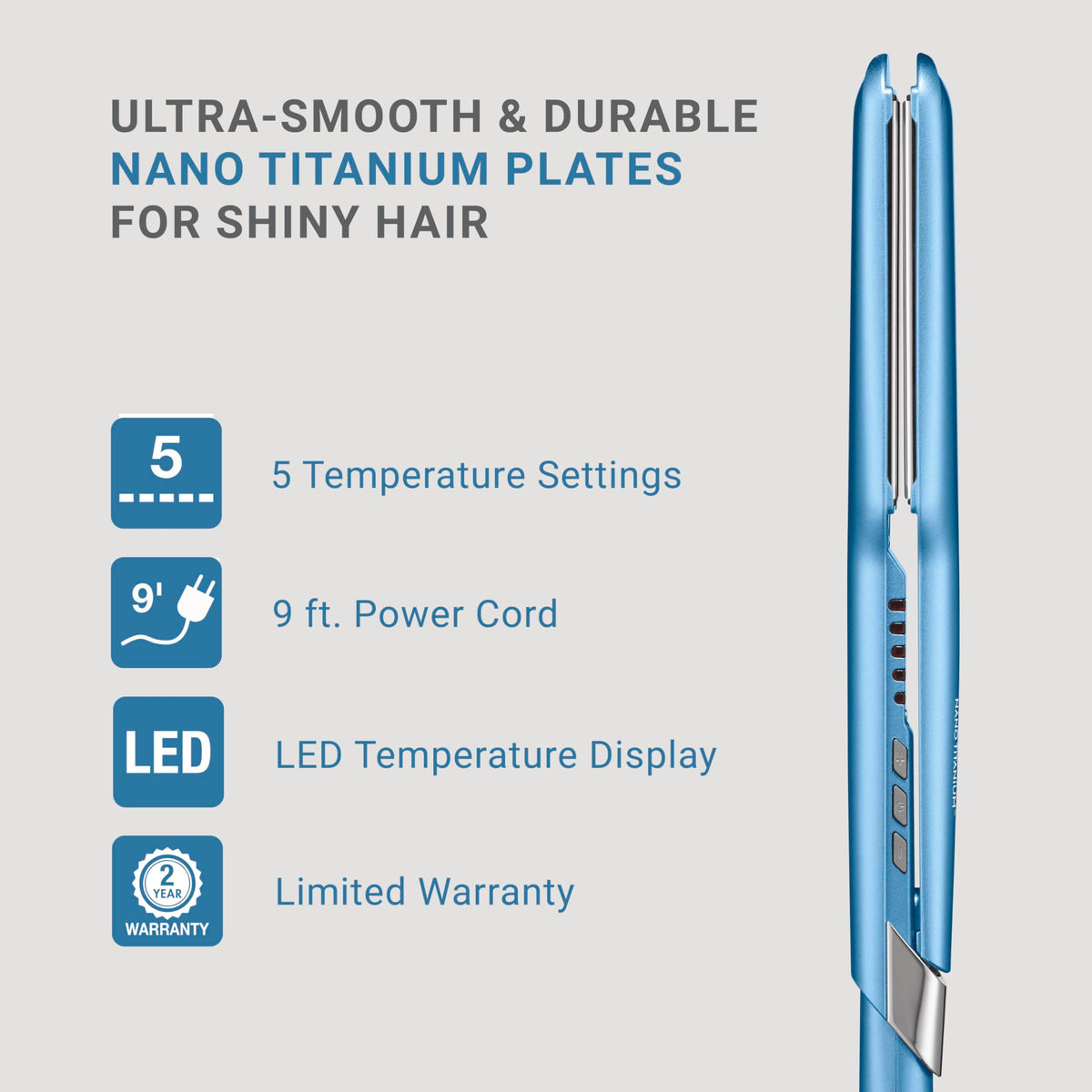 BaBylissPRO professional hair straightener blue finish