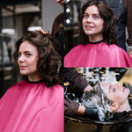 Geyoga short hairdressing cape on shoulder view