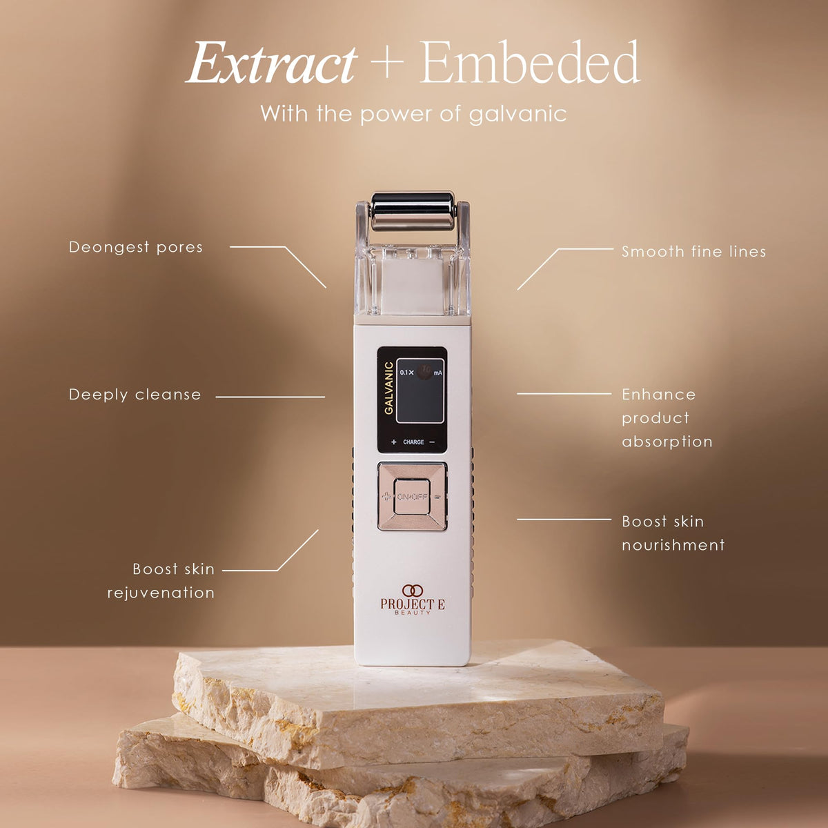 Project E Beauty Galvanic facial device with dual treatment heads