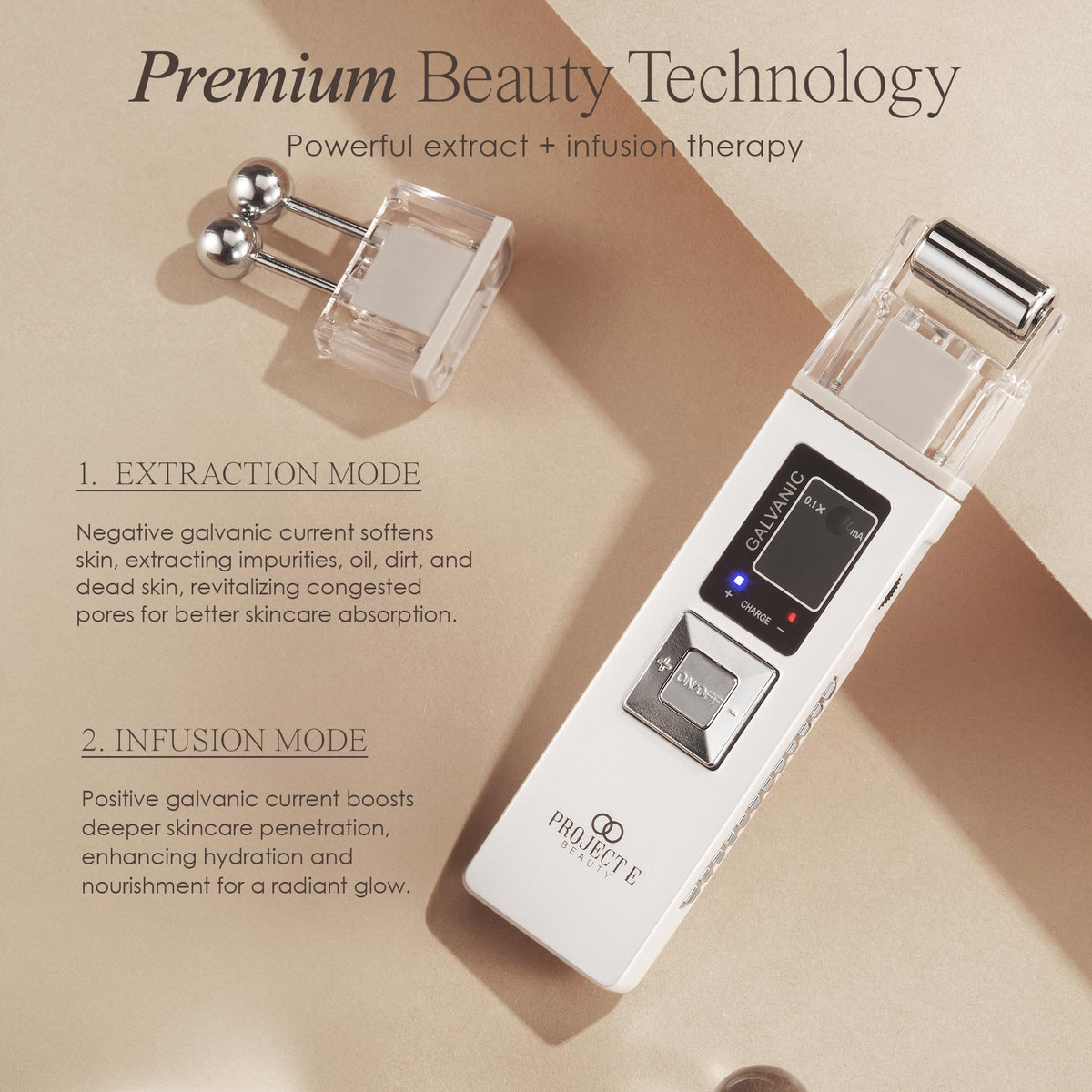 White rechargeable galvanic skin tightening machine