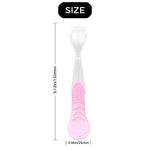 Washable textured rubber handles for women's razor cartridges displayed in clean bathroom setting.