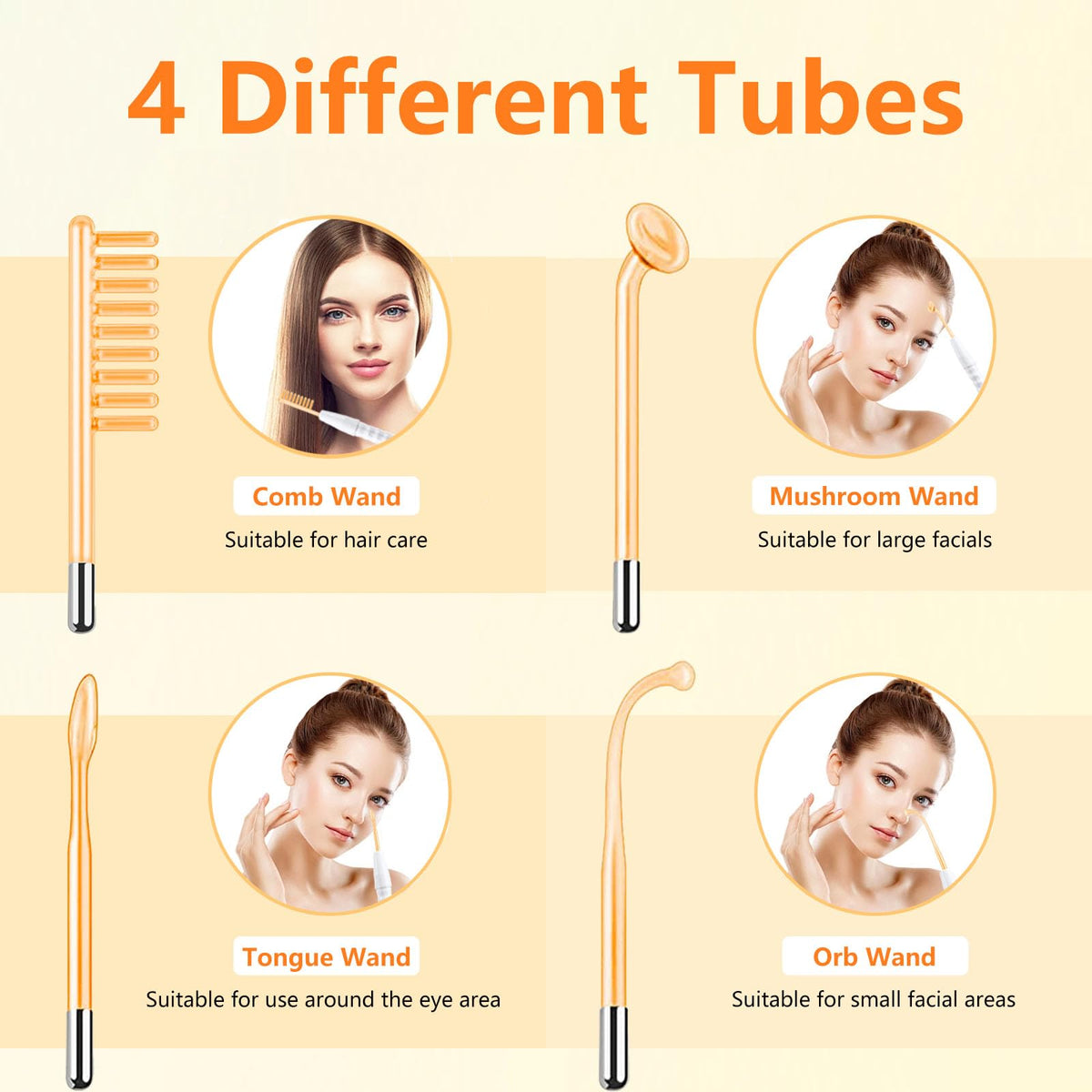 Handheld high frequency skin therapy wand for acne