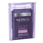 Four by four inch Nexxus argan oil hair sheets for static control