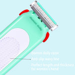 Compact womens travel razor handle with the white textured anti slip grip