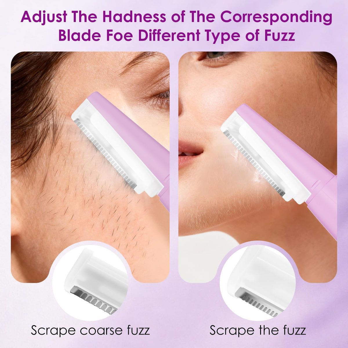 Full packaging kit of the women facial exfoliation system including twelve refill blades and USB cord.