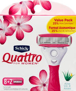 Close up of Schick Quattro four blade razor cartridge