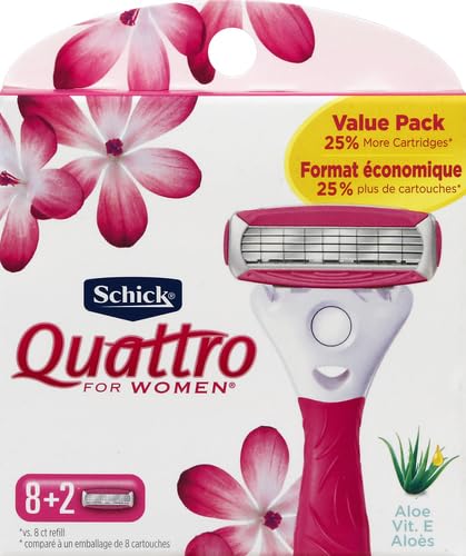 Close up of Schick Quattro four blade razor cartridge