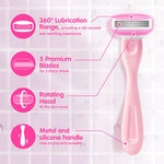 Flexible pivoting head mechanism on the DreamGenius female hair removal razor illustrating smooth contour movement
