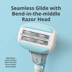 Ergonomic handle of Dorco EVE6 women shaving razor showing non slip grip design