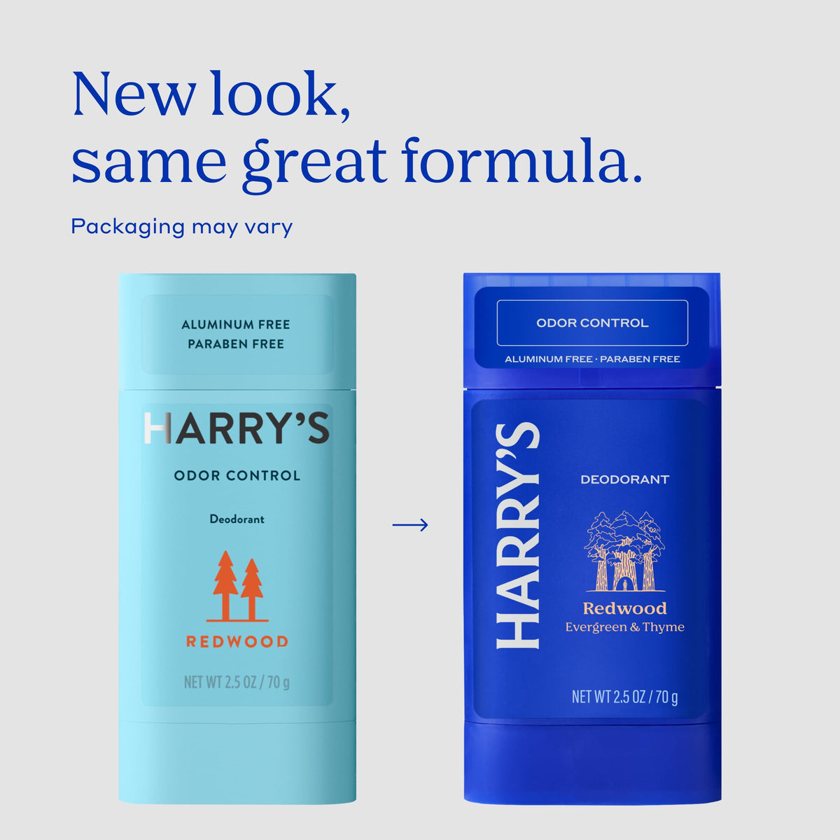 Harry's Redwood scent men's solid stick deodorant packaging details