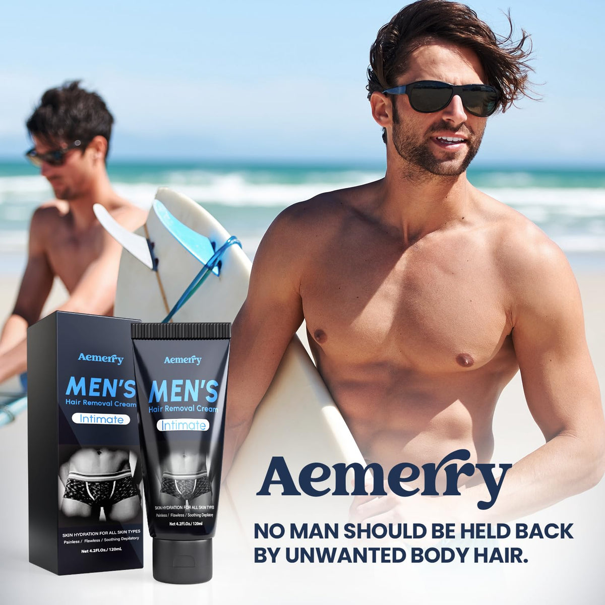 Aemerry men hair depilatory product showing four point two fluid ounce size
