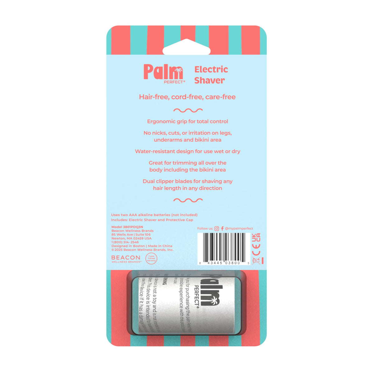 Palmperfect women bikini trimmer close up of the bi directional triple blade