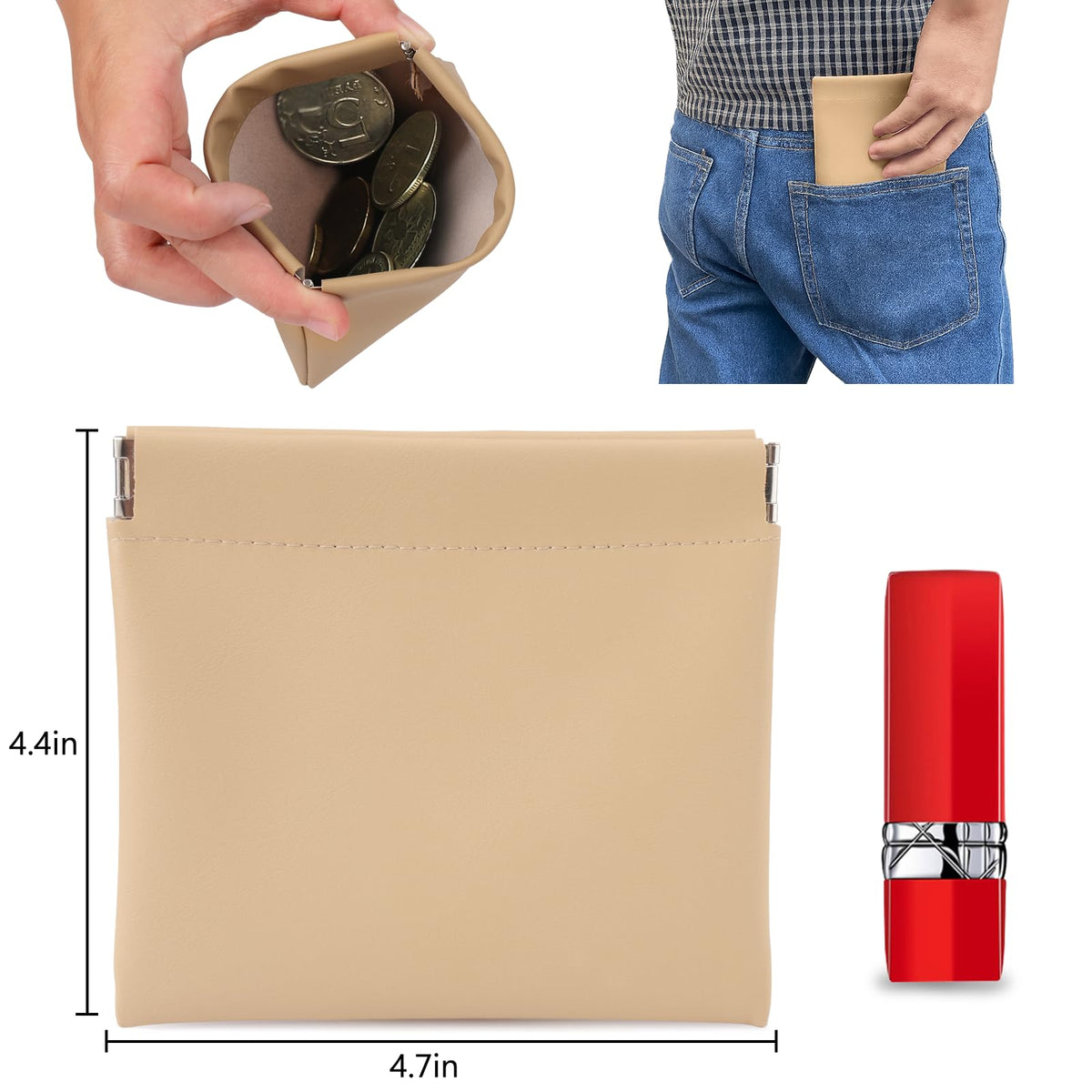 BUSOHA mini portable cosmetic bags for women demonstrating one handed squeeze top operation