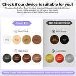 Taksome hair removal device showing the power button and settings