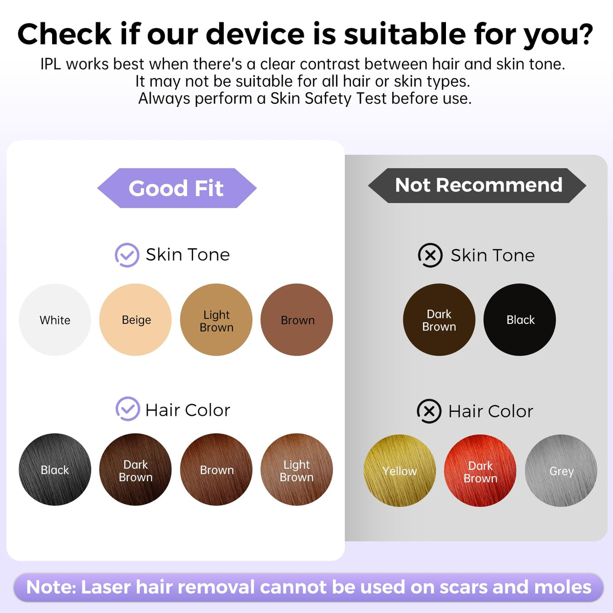 Taksome hair removal device showing the power button and settings