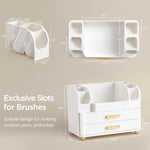 HBlife large countertop organizer filled with skincare bottles and eyeshadow palettes.