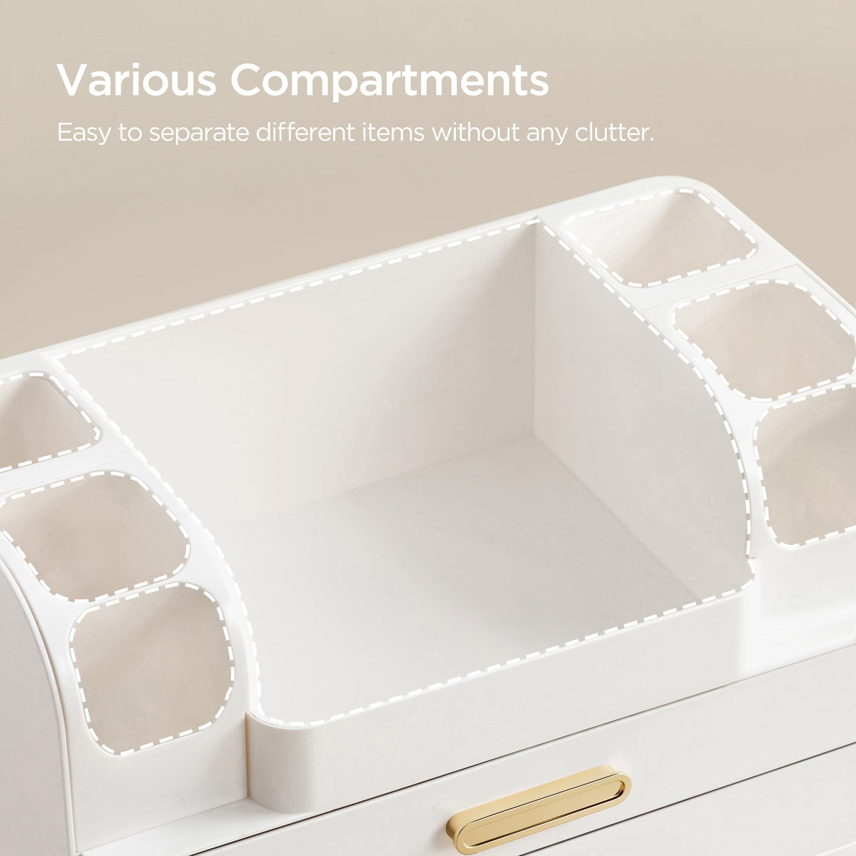 HBlife ABS plastic beauty organizer being wiped clean with a damp white cloth.