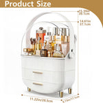 NestOrganix skincare organizer with open transparent lid showing tall bottles