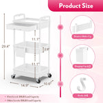 SUNALLY rolling vanity storage trolley with drawers displaying organized cosmetics and skincare products.