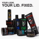 Side view of Fix Your Lid men grooming pomade with product weight specifications.