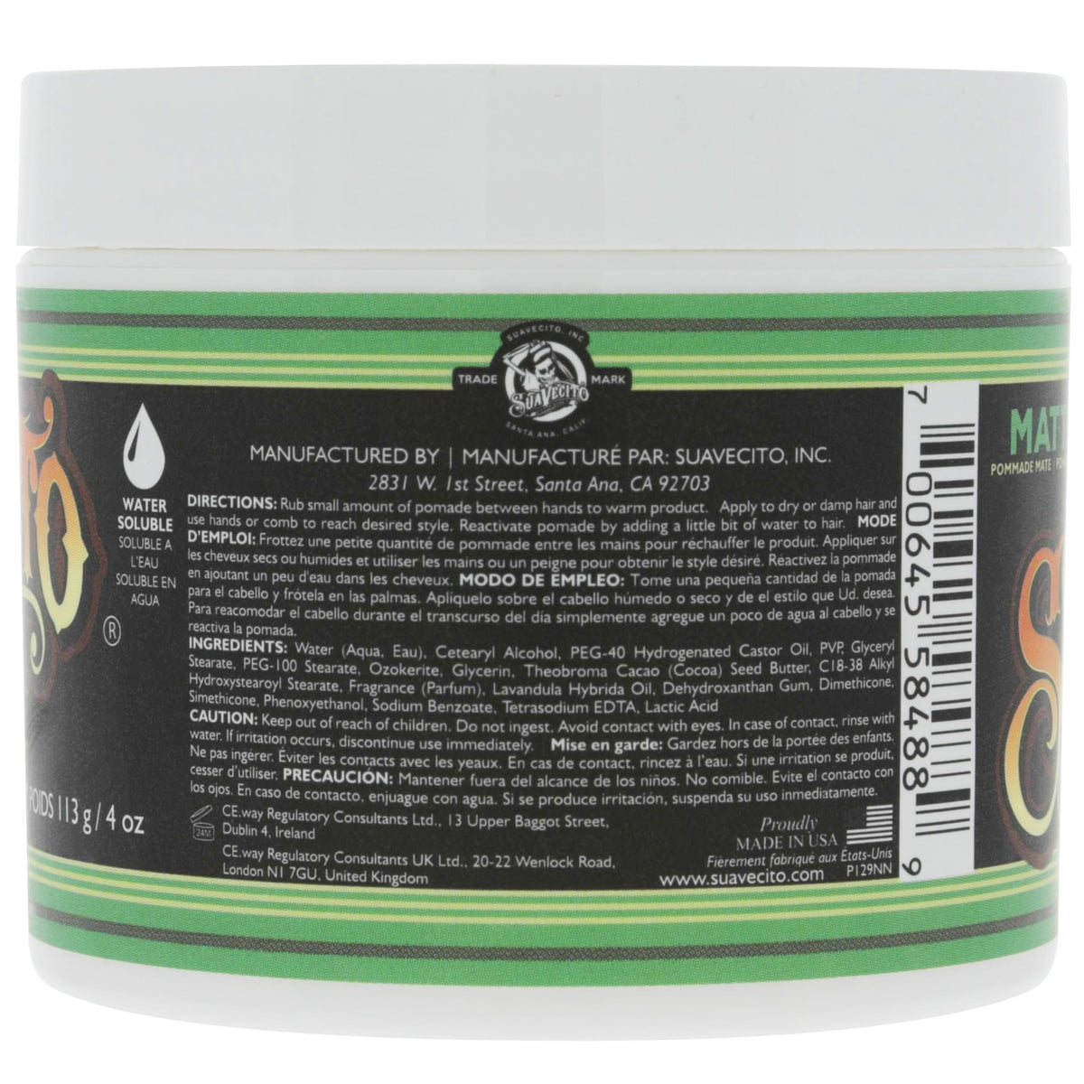 Suavecito medium hold shine free hair pomade set of two jars