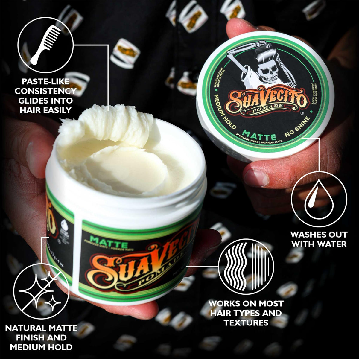 Authentic USA imported Suavecito no gloss hair styling pomade