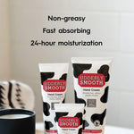 Udderly Smooth body cream jar and tubes arranged neatly to demonstrate the complete three count skincare kit