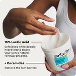 Dermatologist recommended AmLactin intensive healing tub showcasing the ceramide complex benefit text for dry skin care.