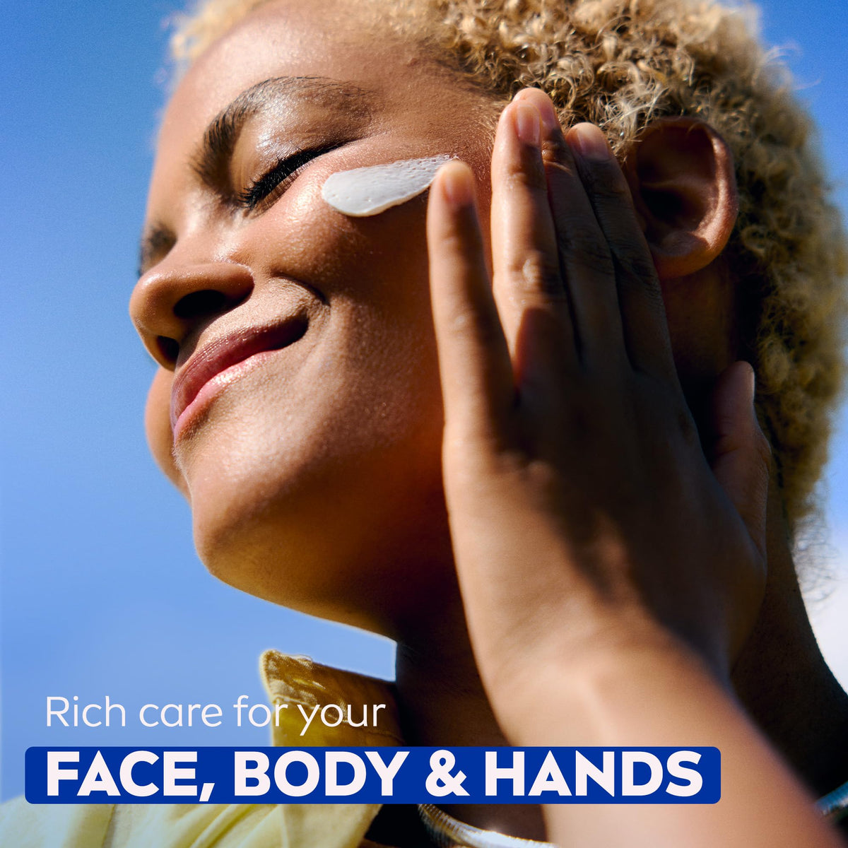 NIVEA dry skin rescue face and body cream metal jar packaging top perspective