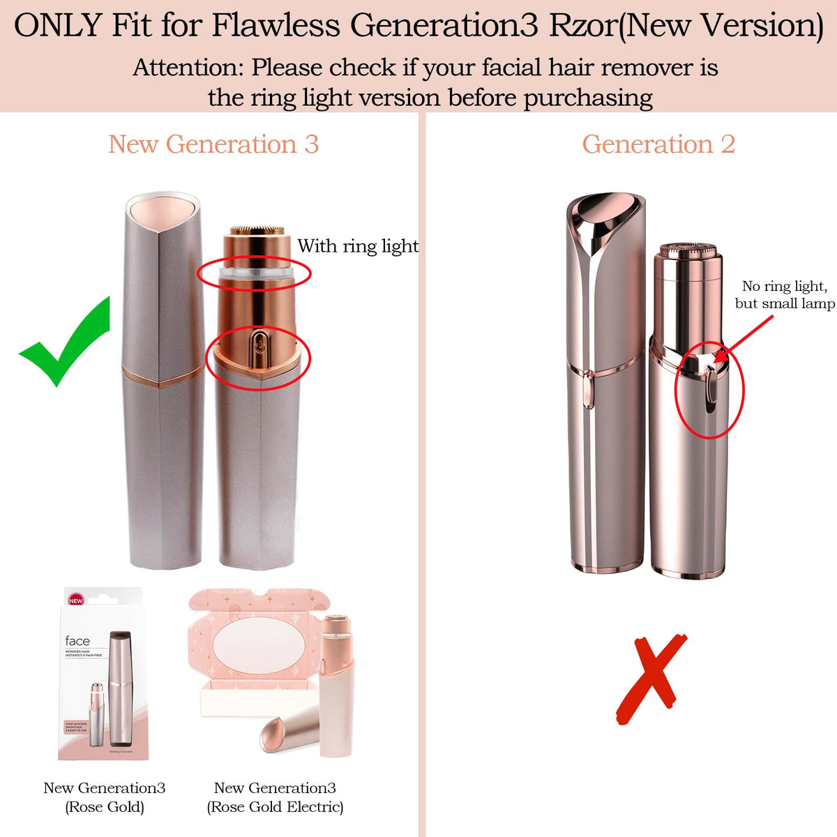 Youngpro replacement blades set featuring rose gold finish