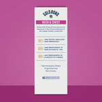Dermatologist approved Gold Bond chest firming cream white packaging close up