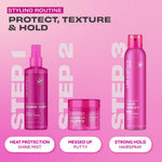 Model showing textured hairstyle using Lee Stafford putty