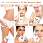 Five interchangeable attachment heads for facial, nose, eyebrow, and bikini grooming.