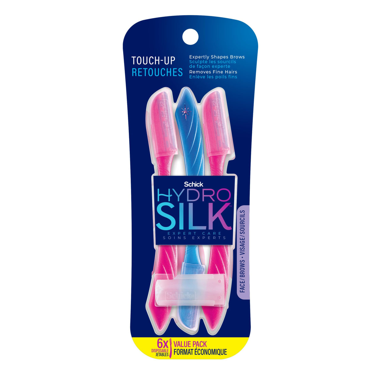 Close up of the Schick facial razor blade showing protective micro guards for skin safety