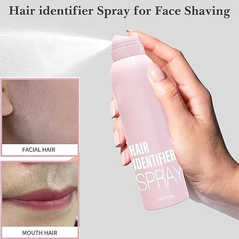 Before and after visual showing highlighted peach fuzz on female jawline
